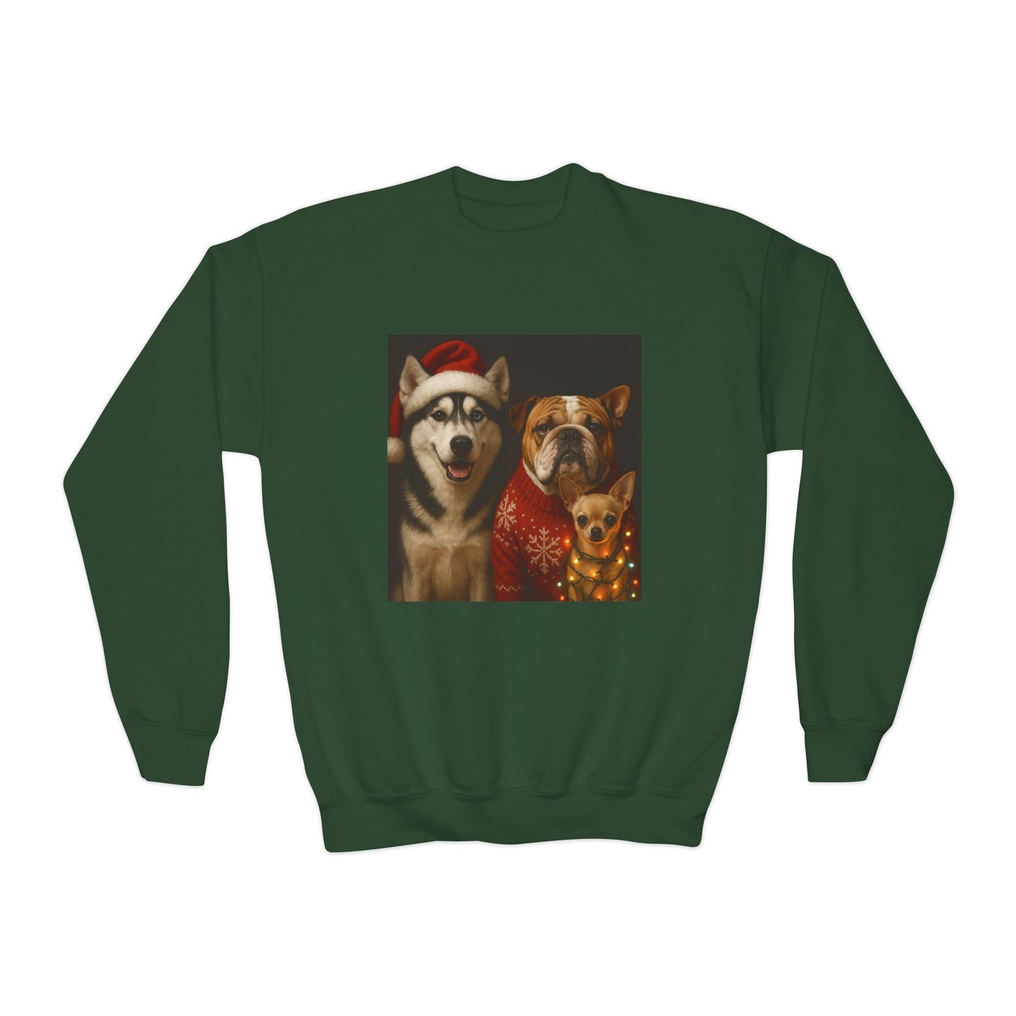 Youth Christmas Dog Sweatshirt Printify