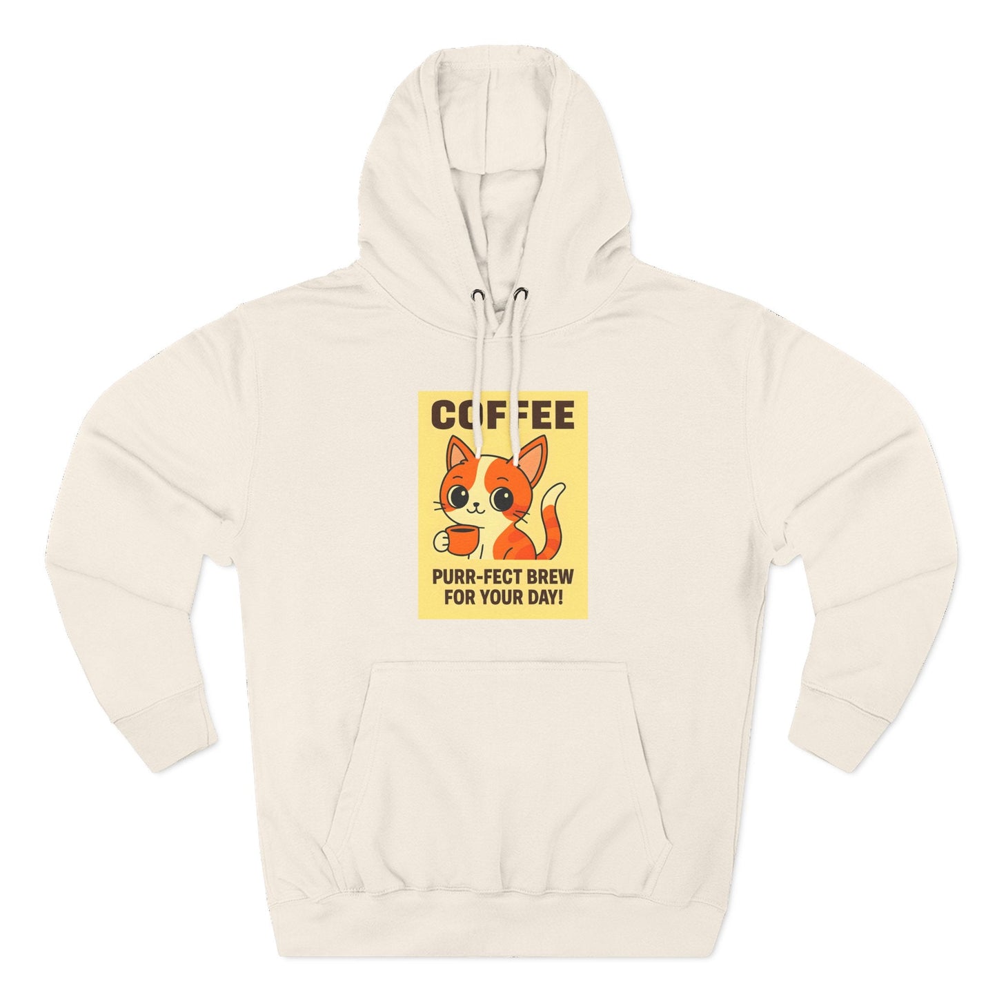 Coffee Cat Fleece Hoodie Printify