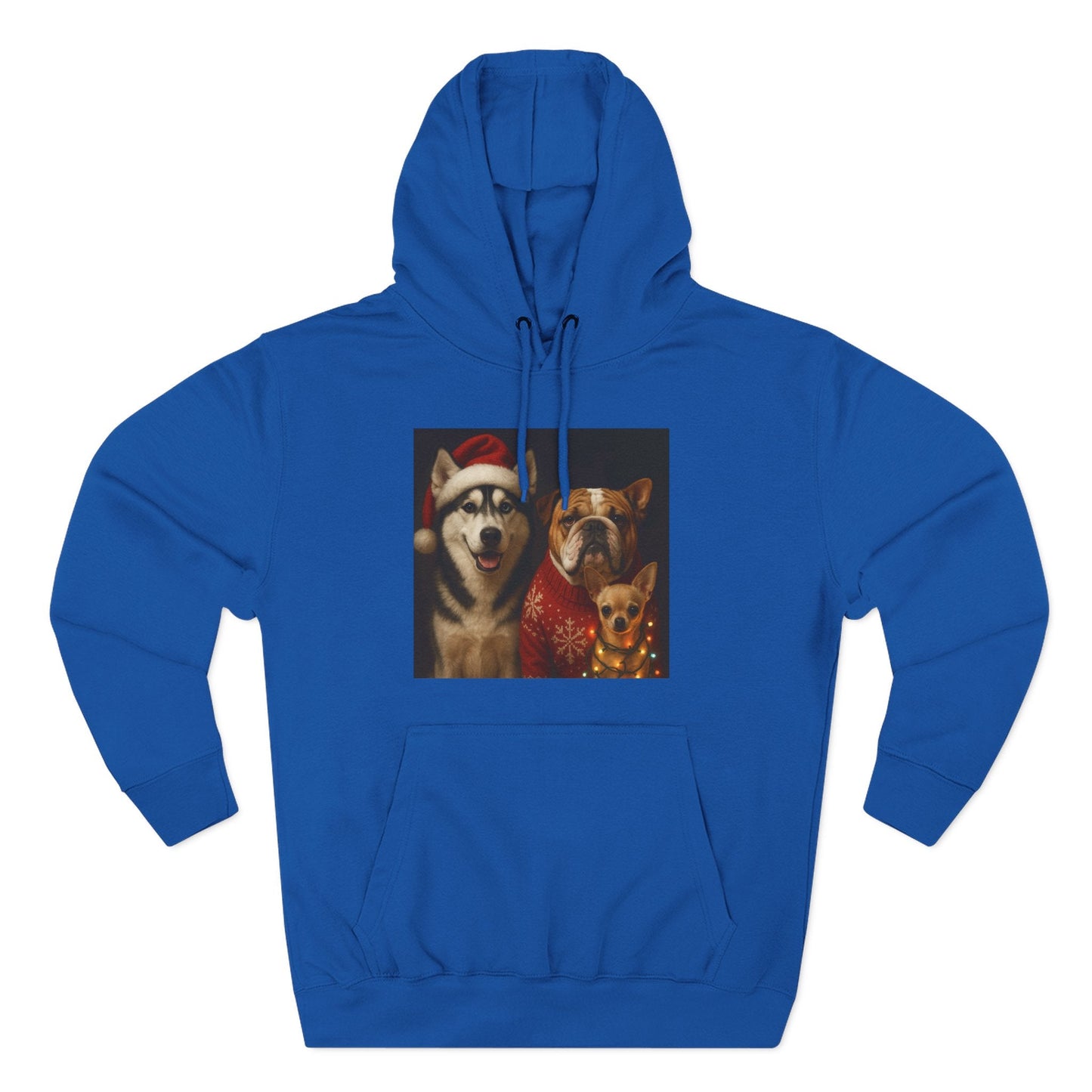 Fleece Hoodie - Fun Christmas Dogs Design Printify