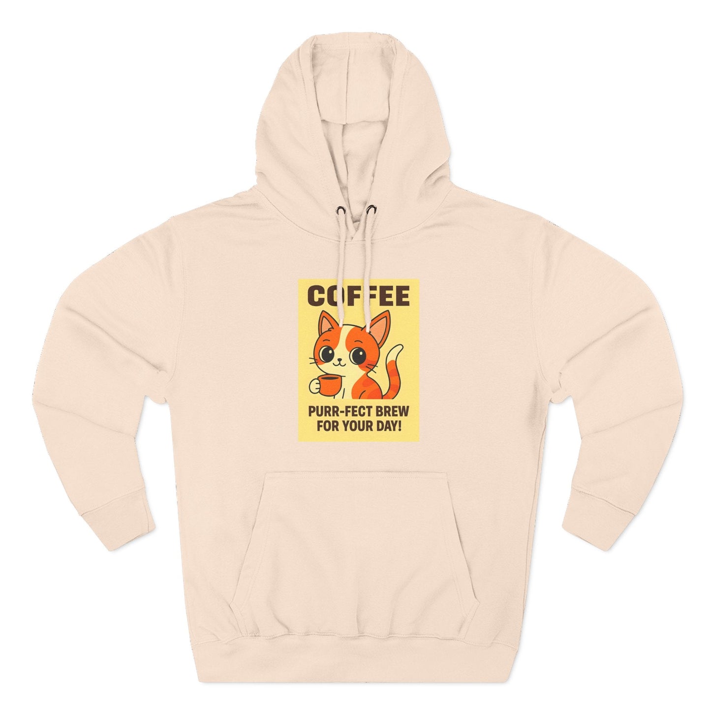 Coffee Cat Fleece Hoodie Printify