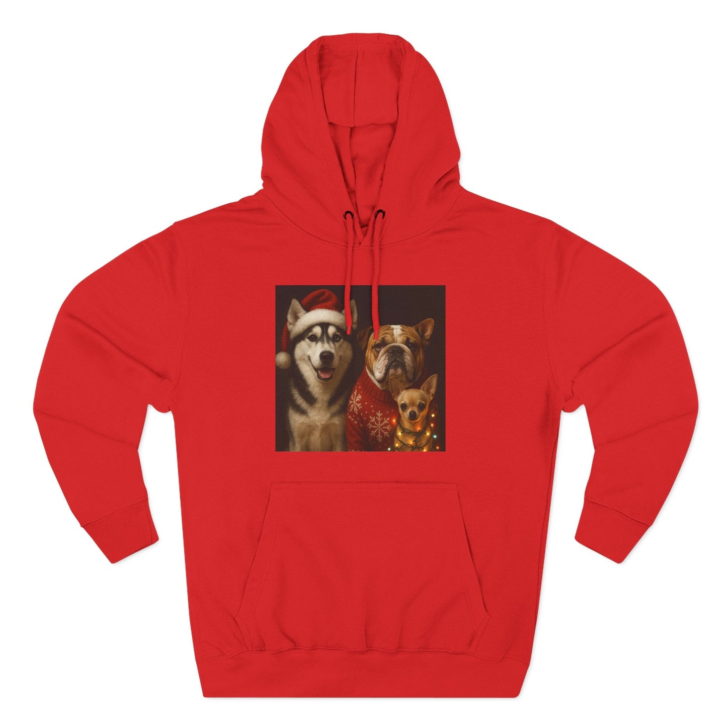 Fleece Hoodie - Fun Christmas Dogs Design Printify