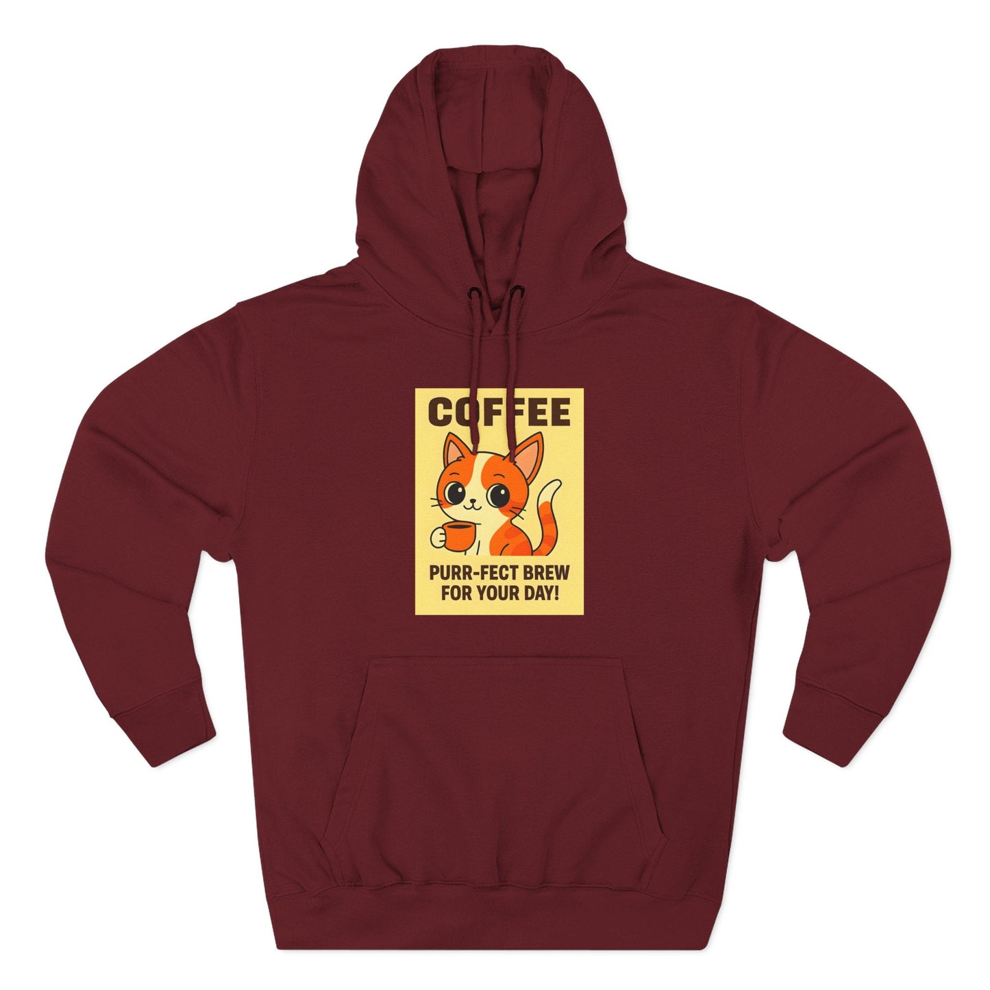 Coffee Cat Fleece Hoodie Printify