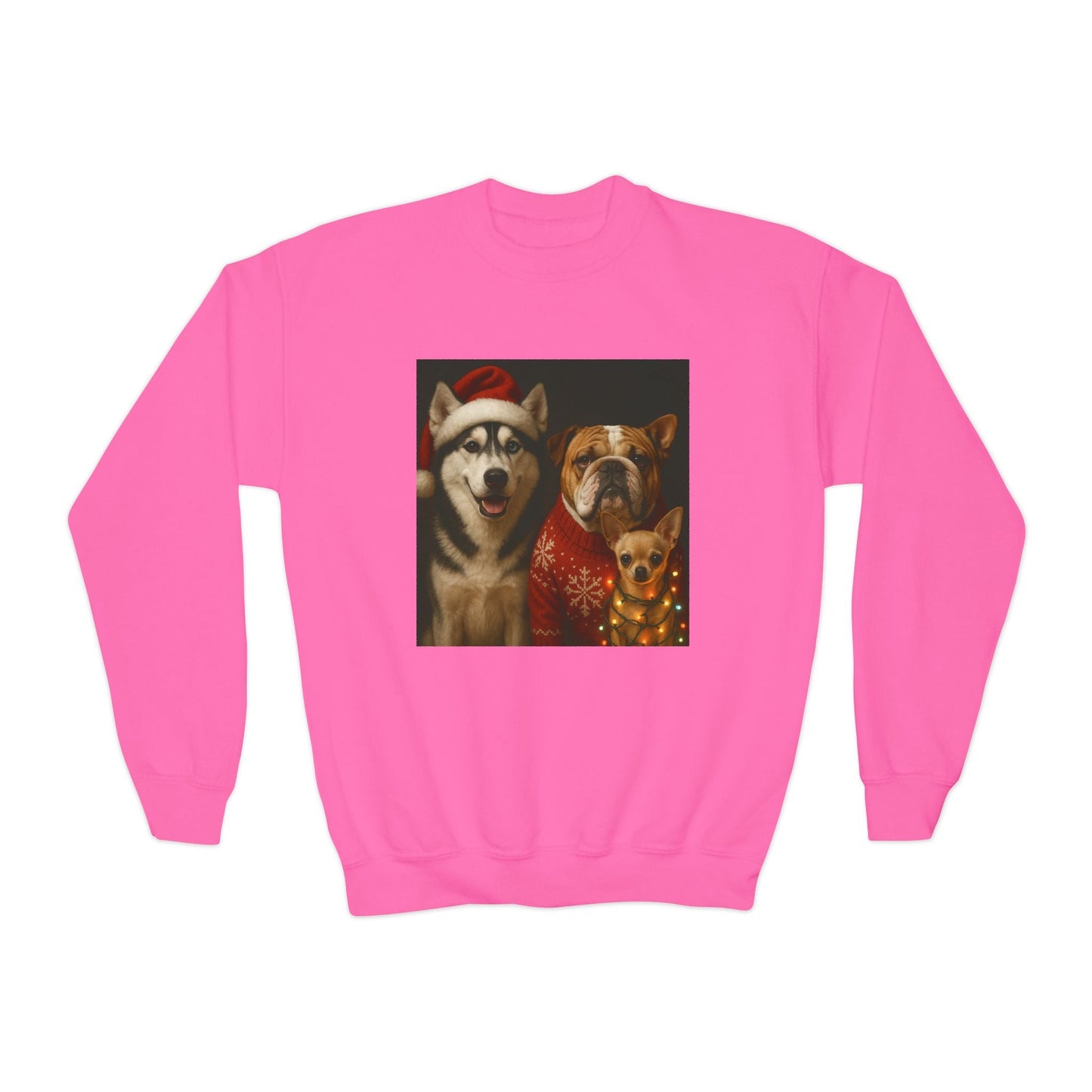 Youth Christmas Dog Sweatshirt Printify