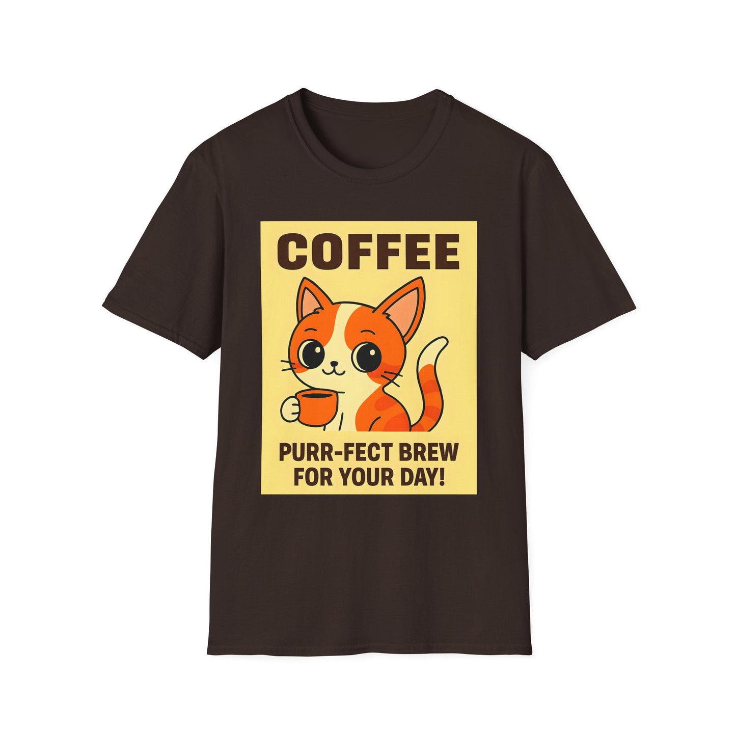 Purr-fect Brew Cat T-Shirt Printify