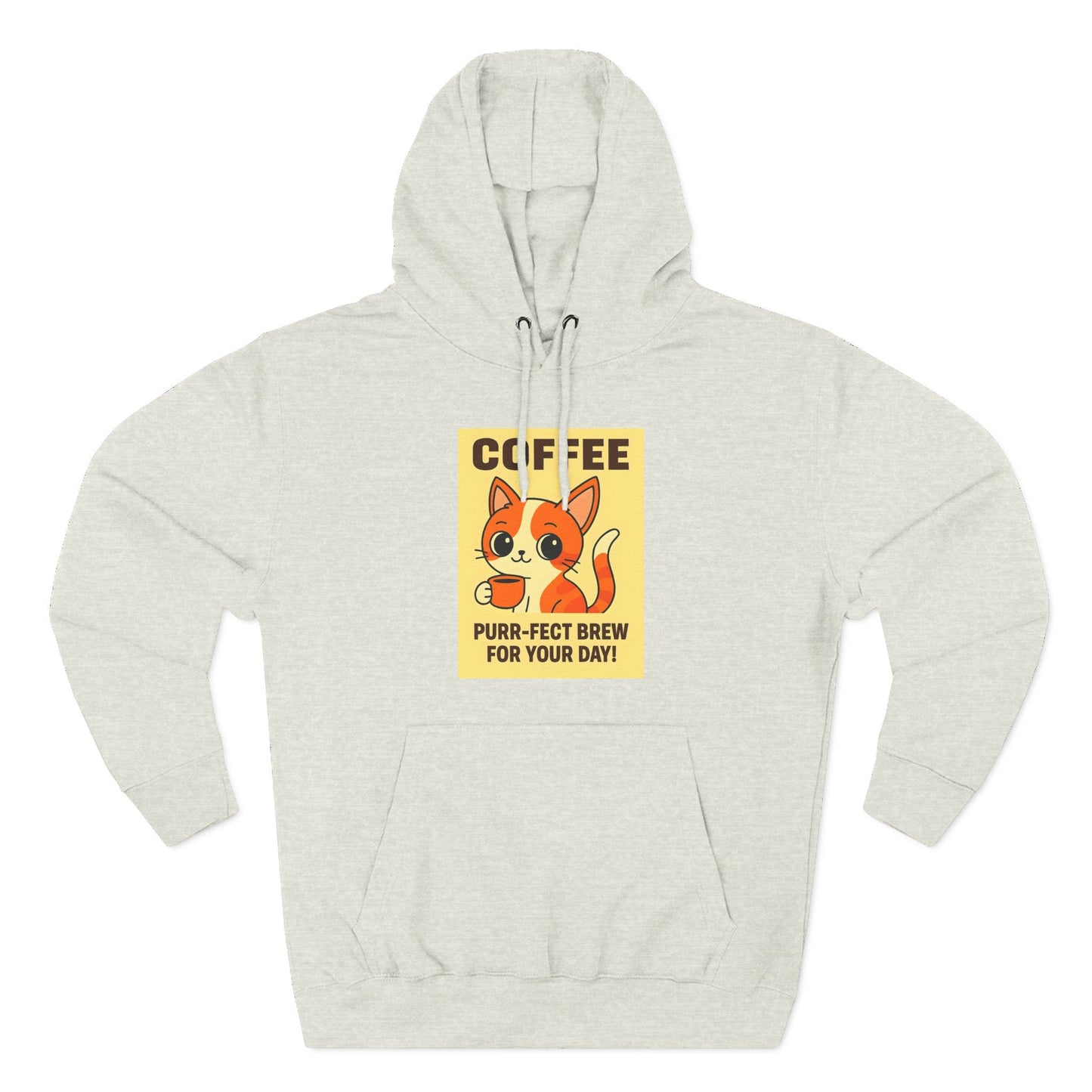 Coffee Cat Fleece Hoodie Printify