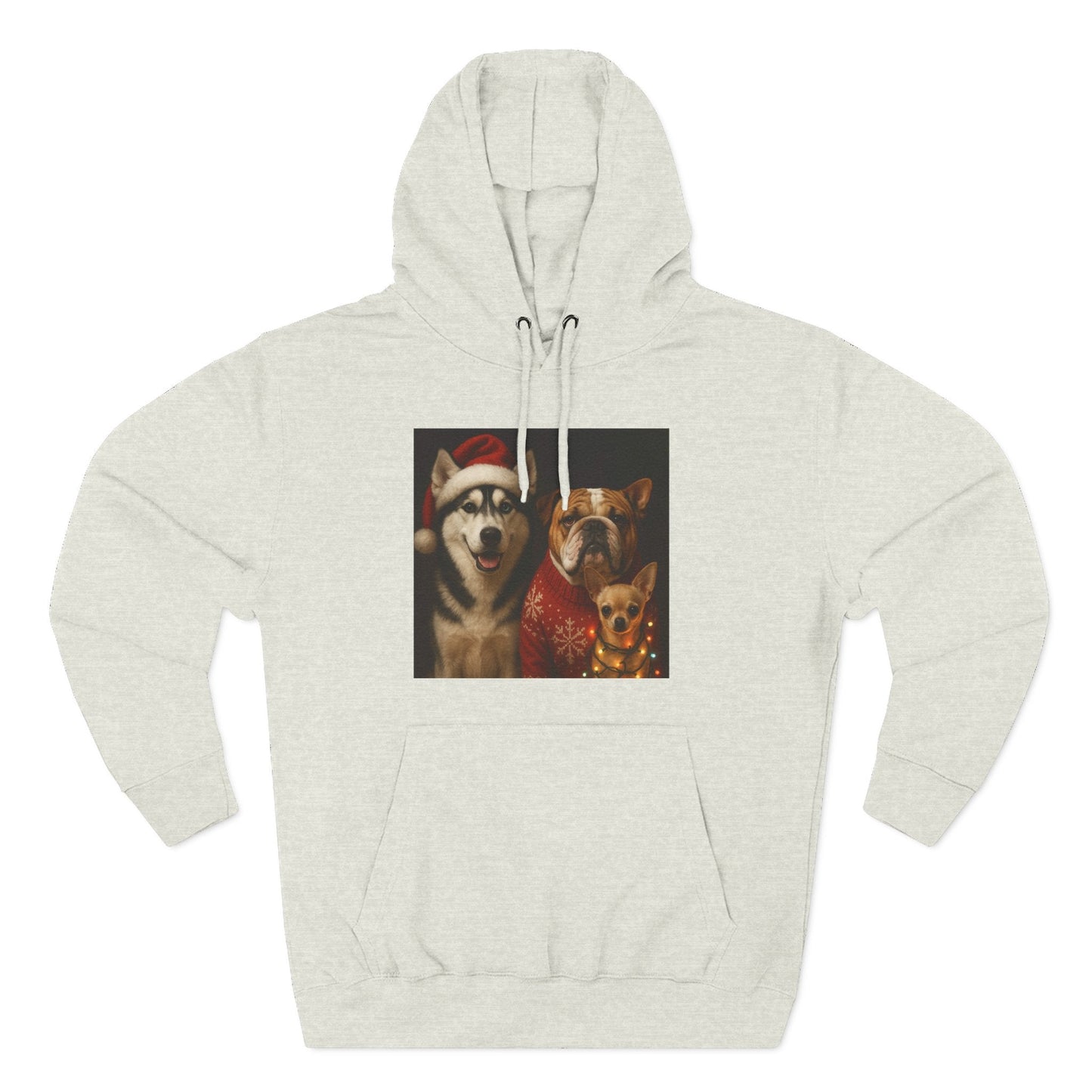 Fleece Hoodie - Fun Christmas Dogs Design Printify