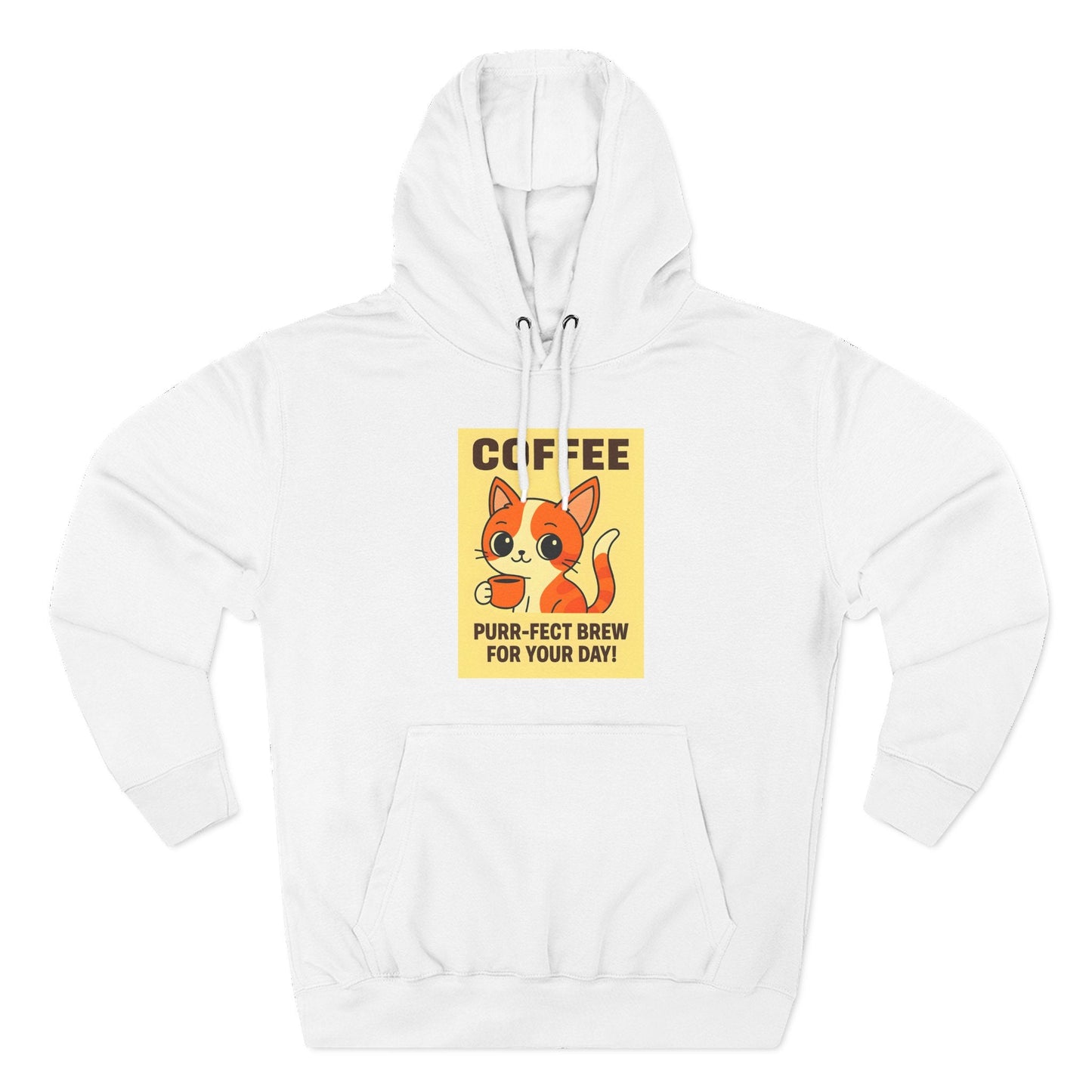 Coffee Cat Fleece Hoodie Printify