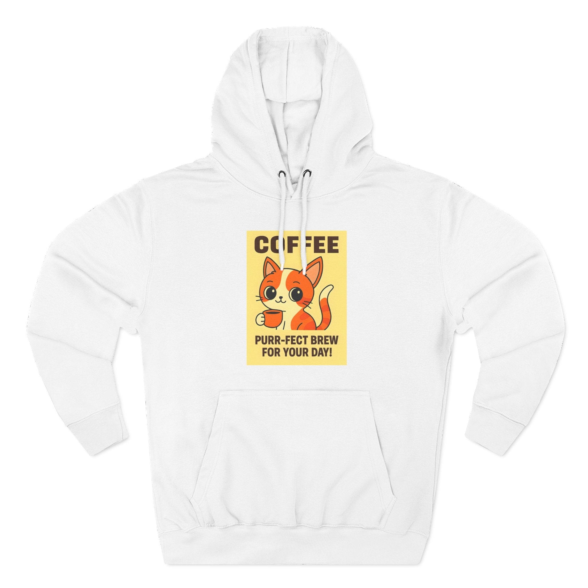 Coffee Cat Fleece Hoodie Printify