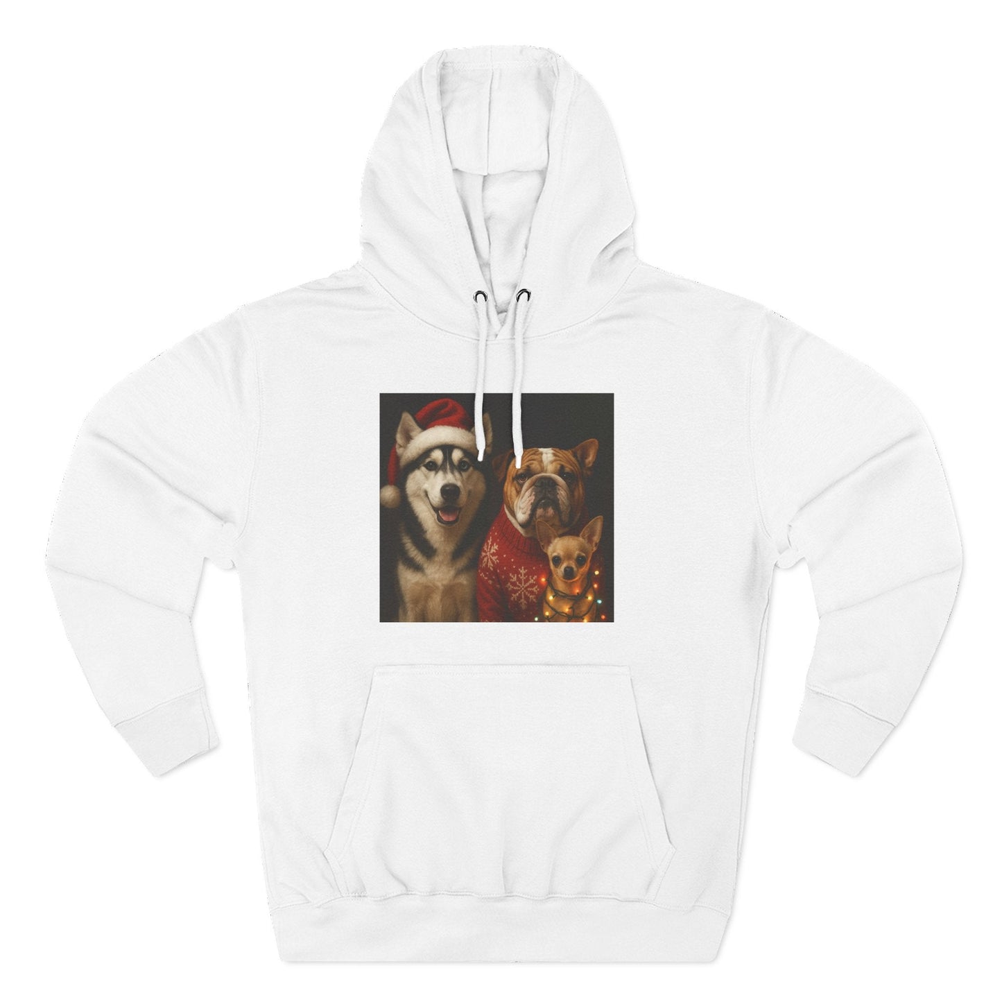 Fleece Hoodie - Fun Christmas Dogs Design Printify
