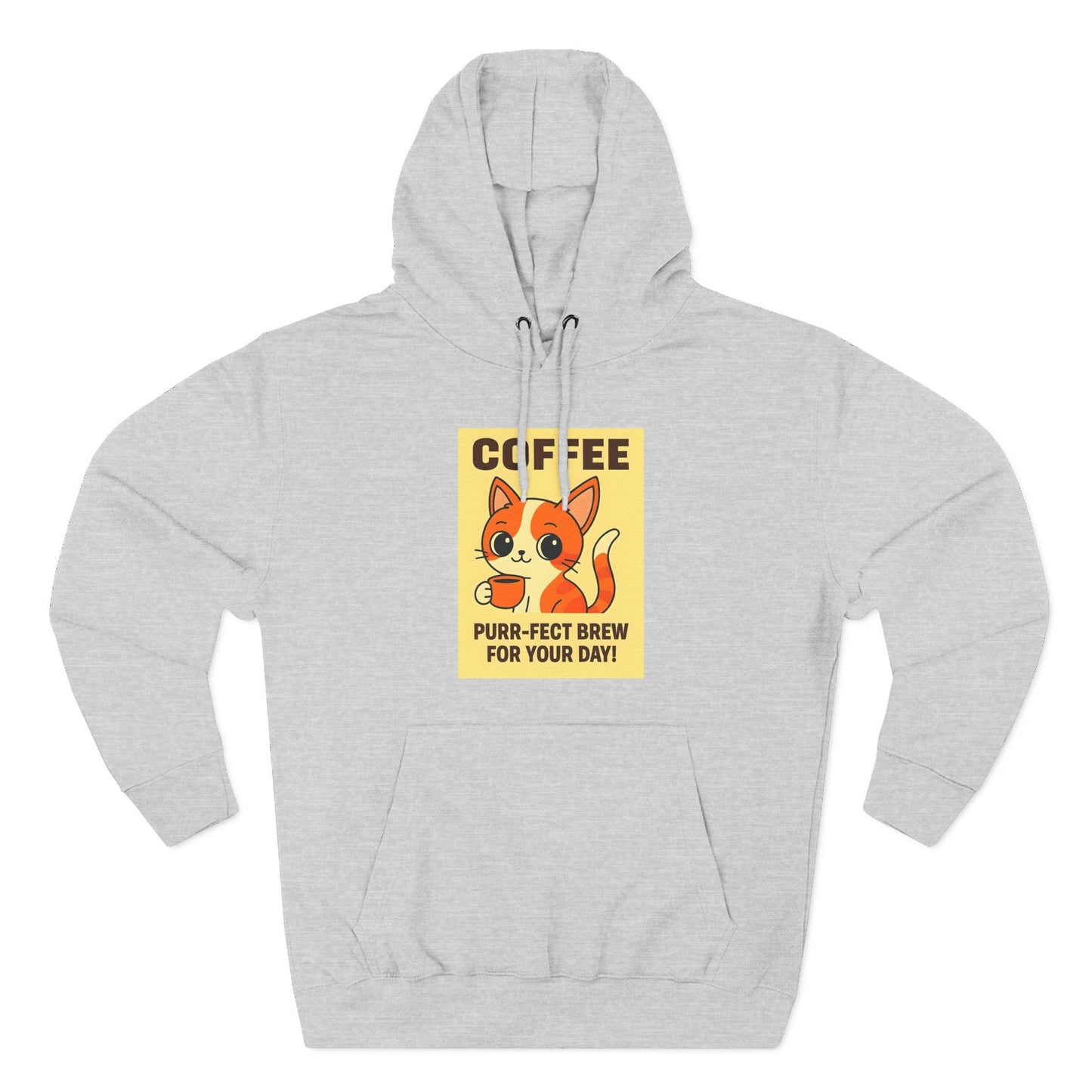 Coffee Cat Fleece Hoodie Printify