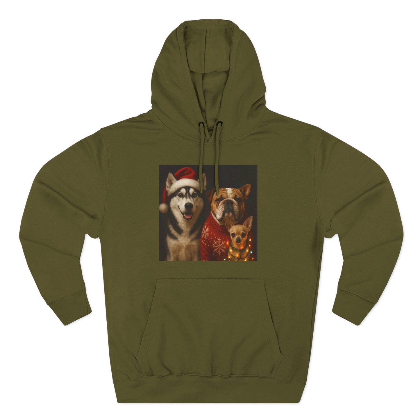 Fleece Hoodie - Fun Christmas Dogs Design Printify