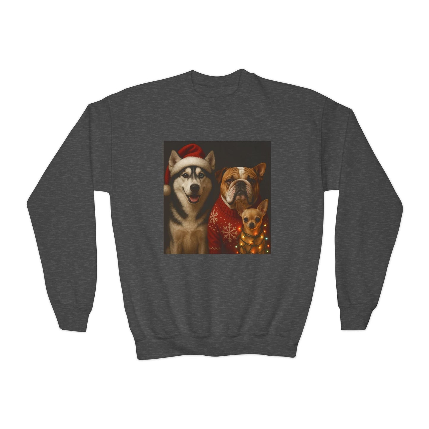 Youth Christmas Dog Sweatshirt Printify