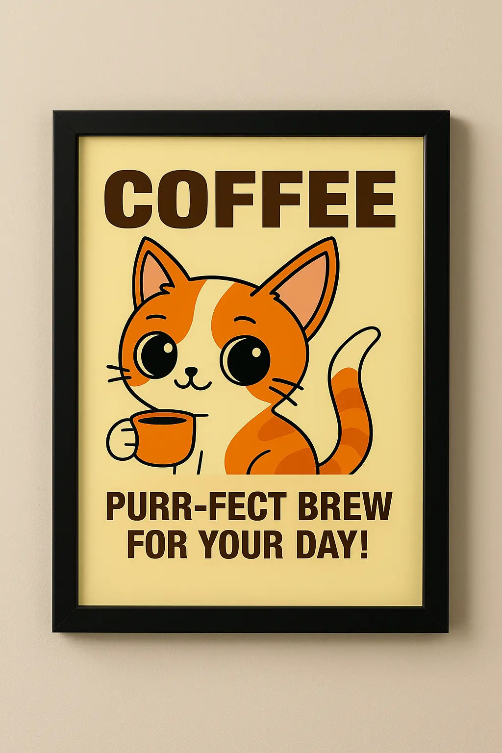 Purr-fect Brew Cat Wall Art Printify