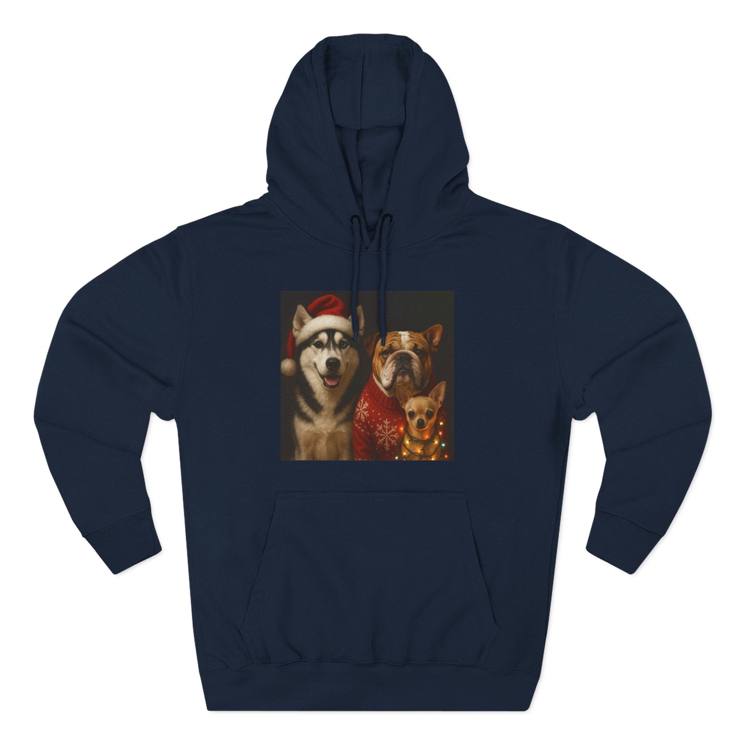 Fleece Hoodie - Fun Christmas Dogs Design Printify