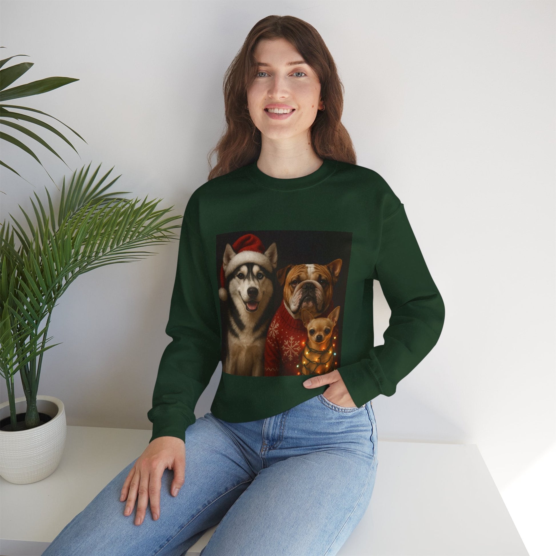 Festive Dog Sweatshirt Printify