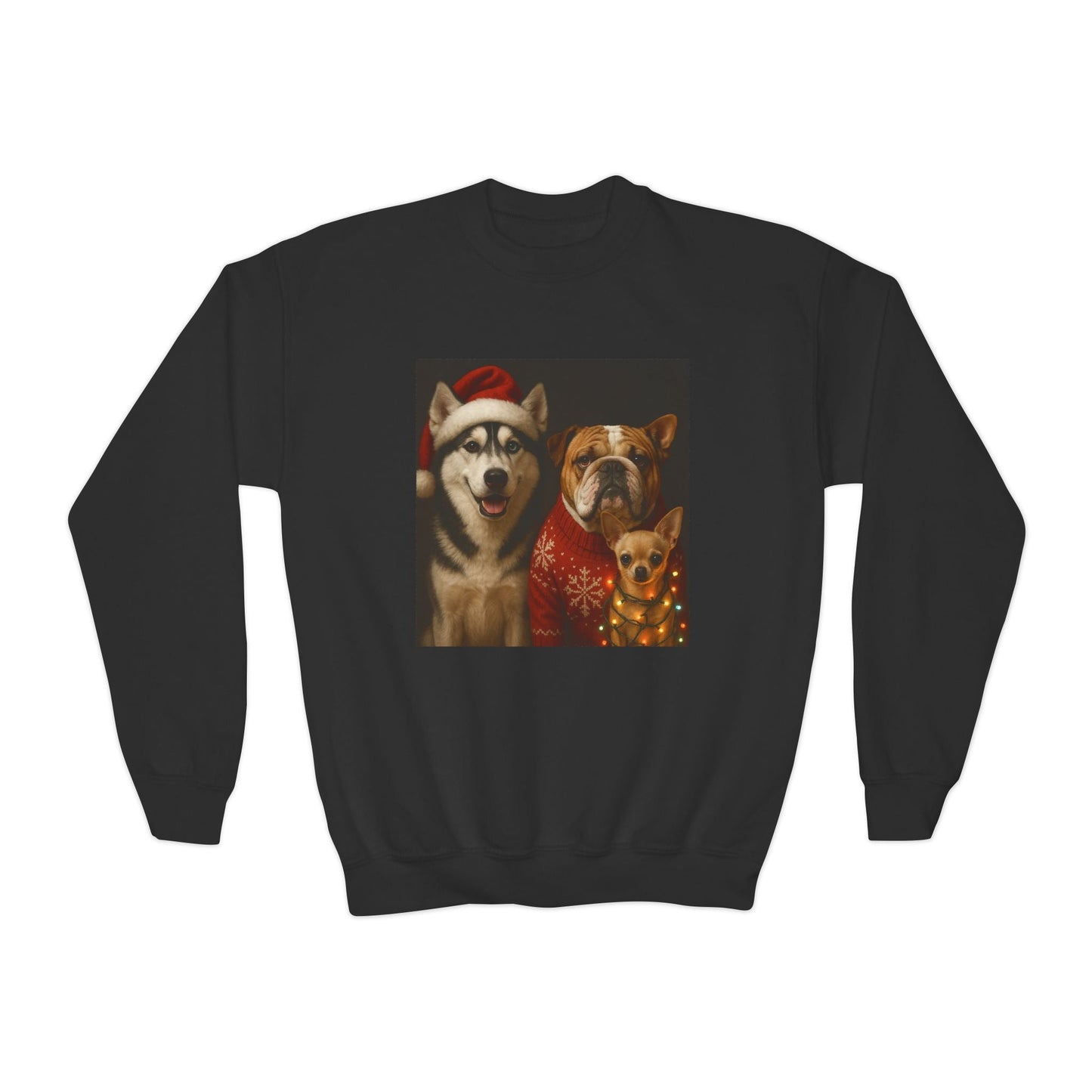 Youth Christmas Dog Sweatshirt Printify