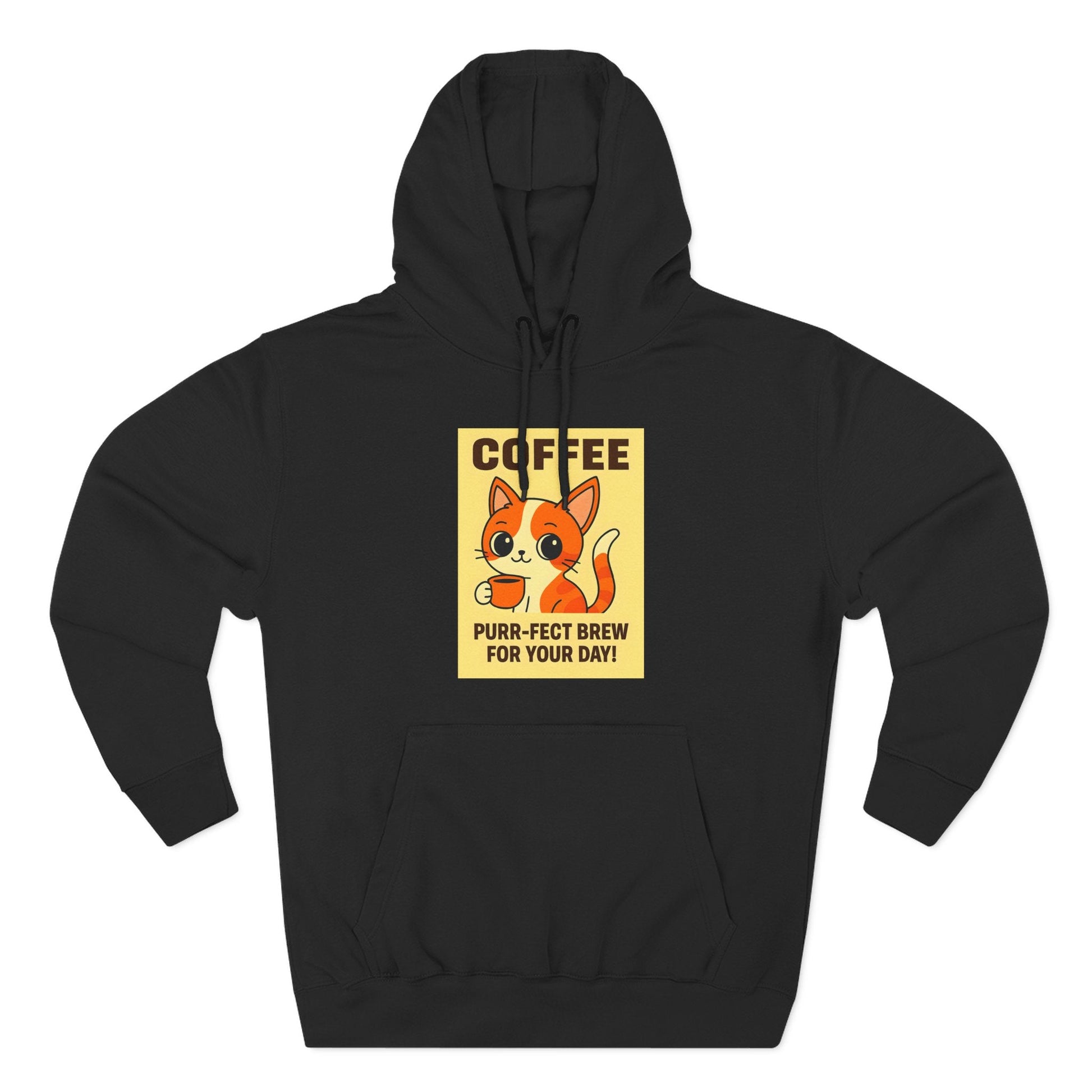 Coffee Cat Fleece Hoodie Printify
