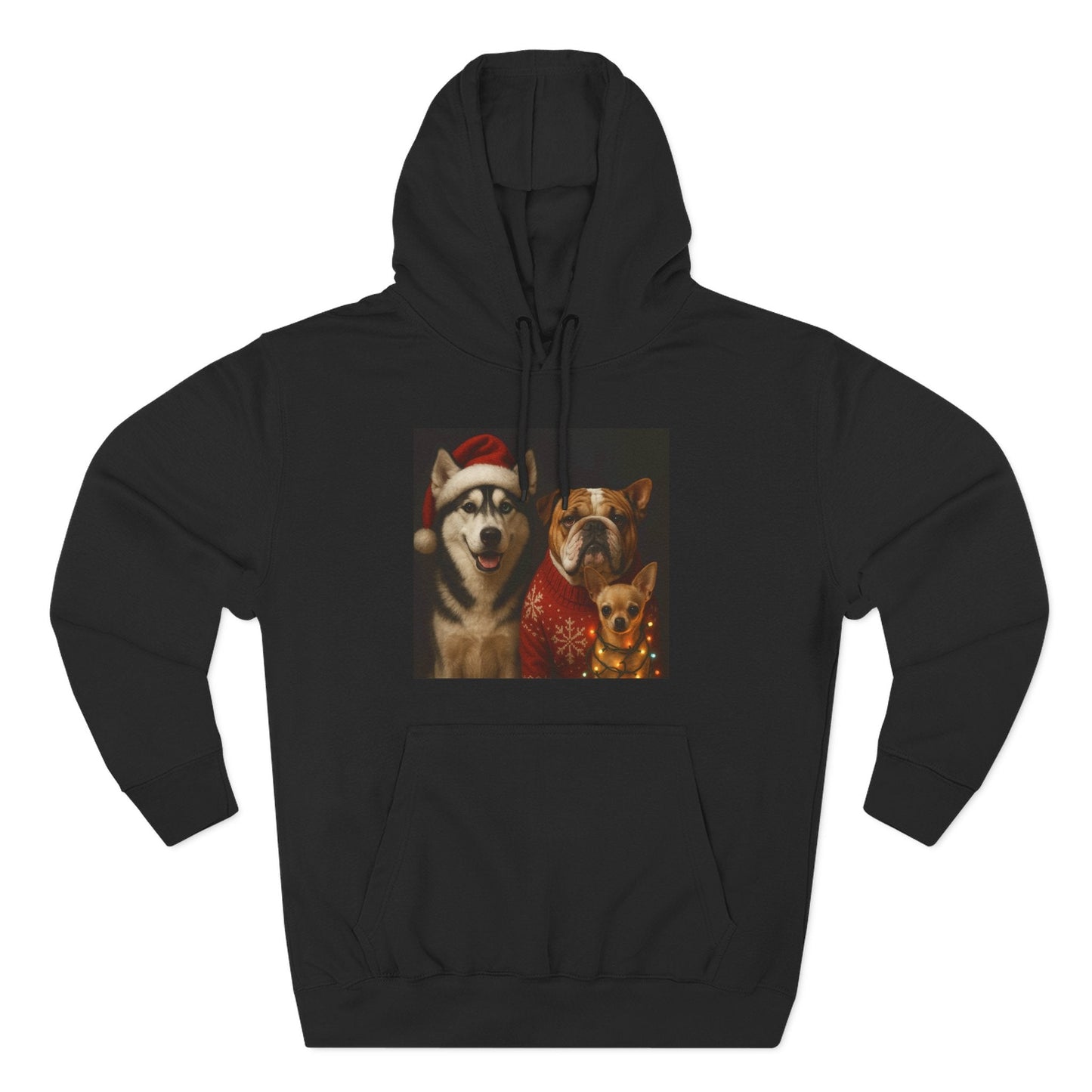Fleece Hoodie - Fun Christmas Dogs Design Printify