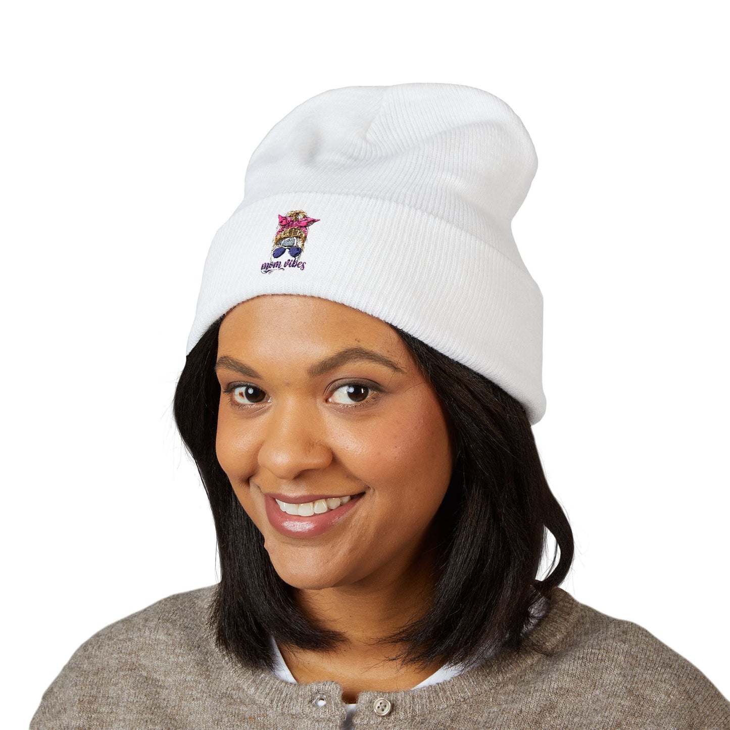 Mom Vibes Cuffed Beanie Printify