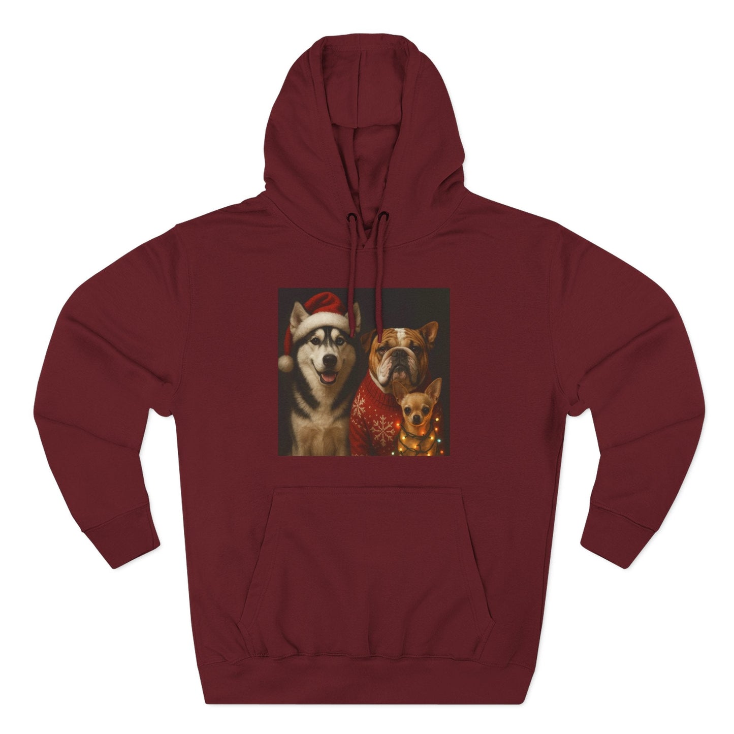 Fleece Hoodie - Fun Christmas Dogs Design Printify
