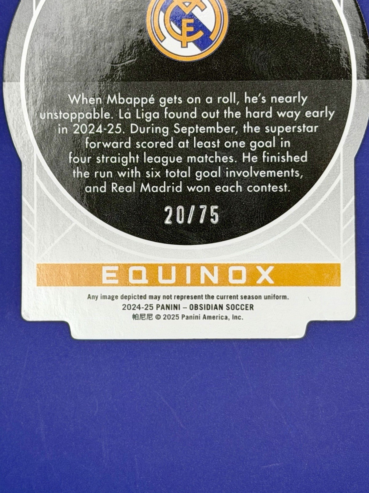 2024-25 Panini Obsidian Equinox Kylian Mbappé #1 Electric Etch Orange /75