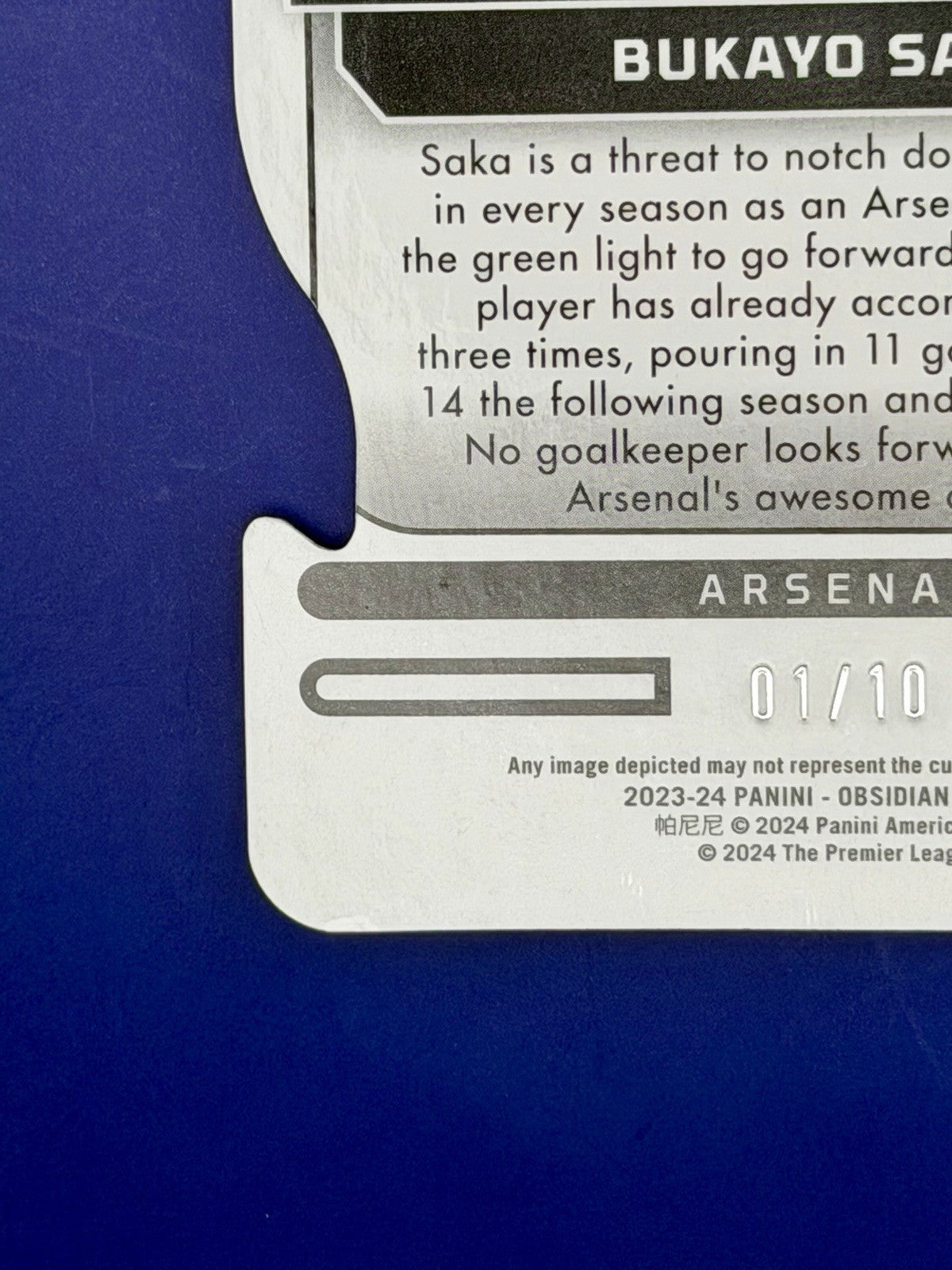 2023-24 Panini Obsidian Bukayo Saka Arsenal Red Supernova Book End 1/10