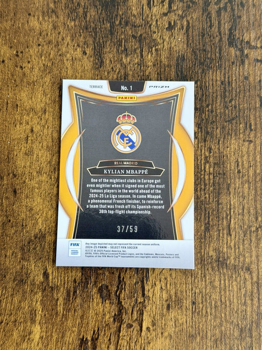 2024-25 Panini Select Fifa - Terrace Kylian Mbappé #1 Red Wave Prizm /59