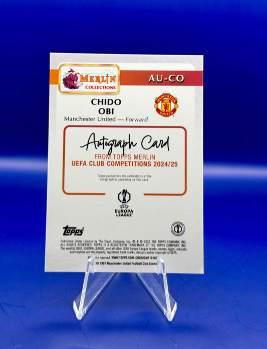 2025-25 Topps Merlin UCC Chido Obi Man Utd Rookie Auto