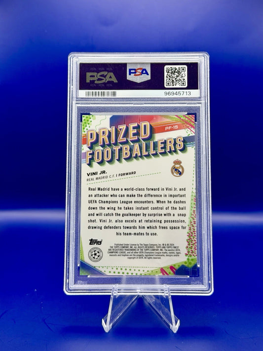 2023-24 Topps Finest UCC Vini Jr Prized Footballer Purple PSA 9
