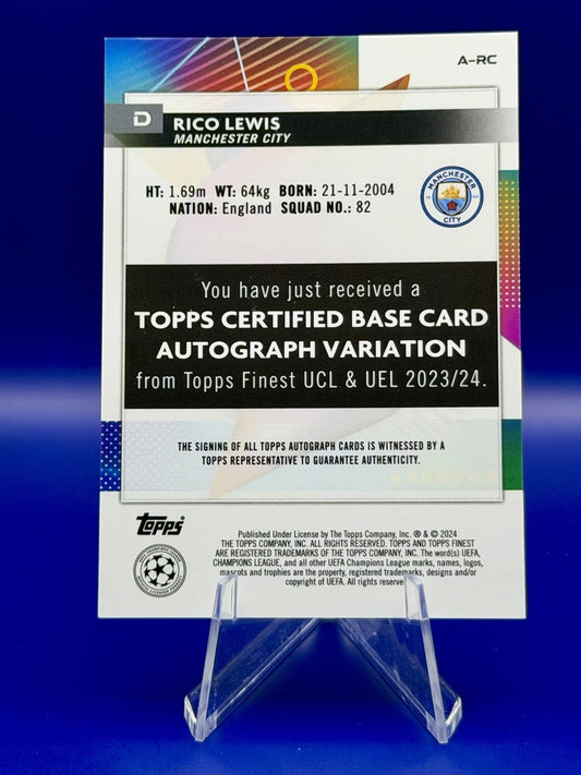 2023-24 Topps Finest Uefa Club Competitions - Autographs Rico Lewis #A-Rc (AU)