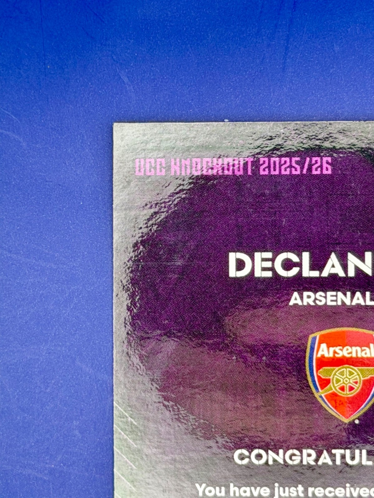 25/26 Topps UEFA Club Competitions Knockout – Arsenal Declan Rice AUTO /50
