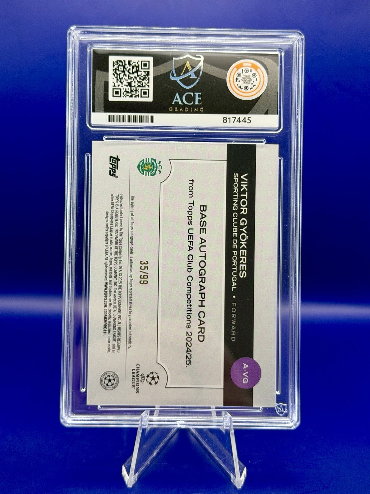 2024-25 Topps UEFA Viktor Gyokeres Green Auto /99 ACE 10 Gem Mint