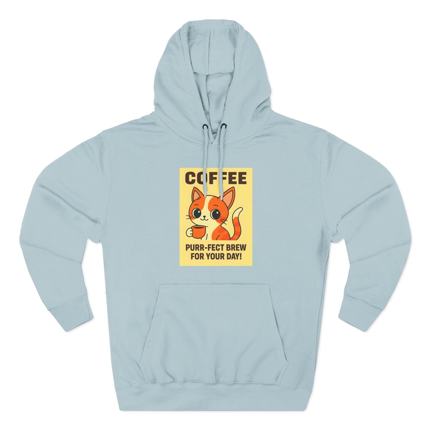 Coffee Cat Fleece Hoodie Printify