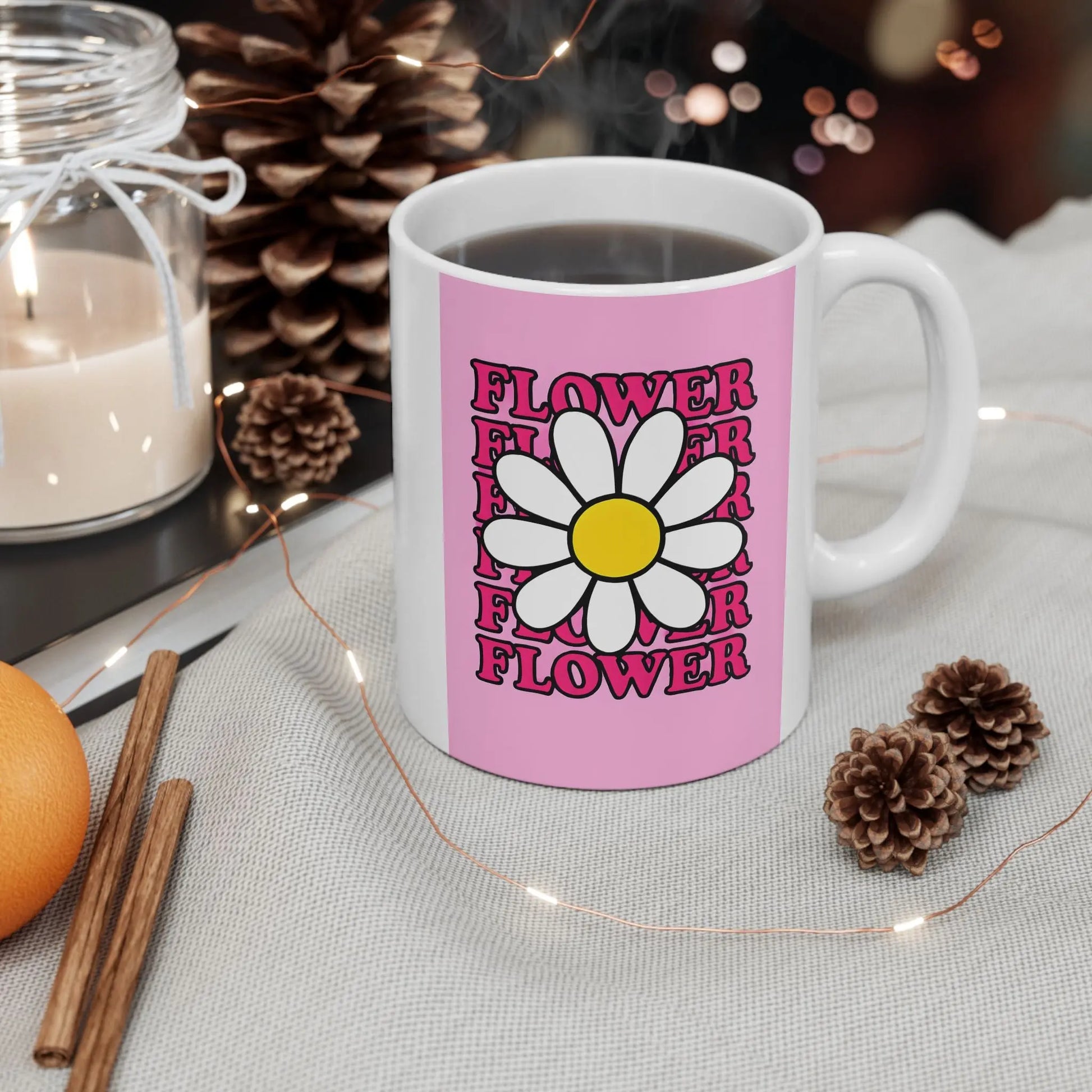 Pink Floral Coffee Mug Printify