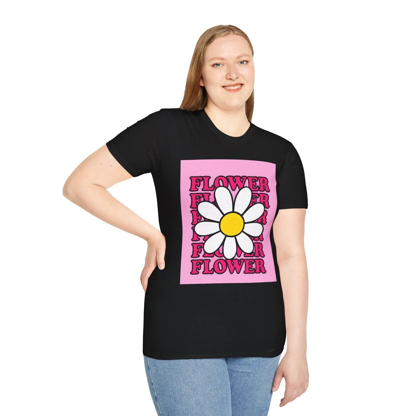 Pink Floral T-Shirt Printify