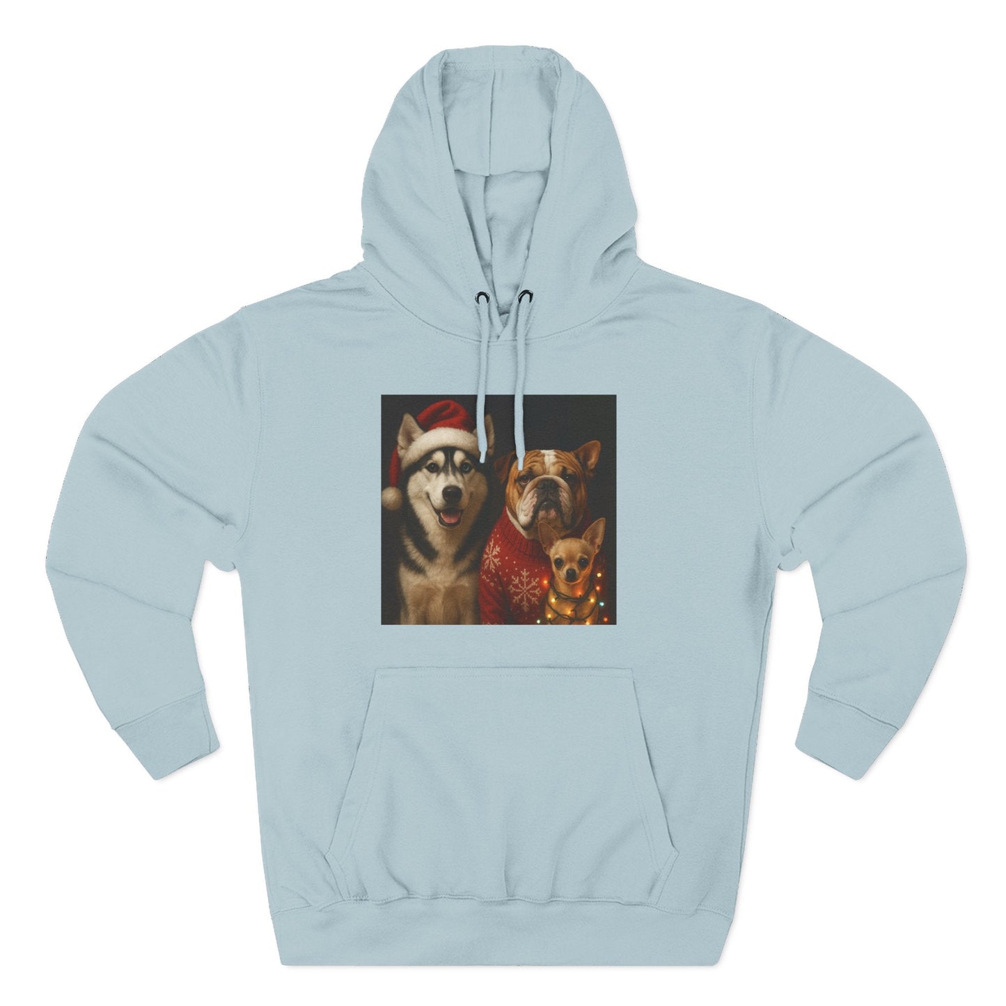Fleece Hoodie - Fun Christmas Dogs Design Printify