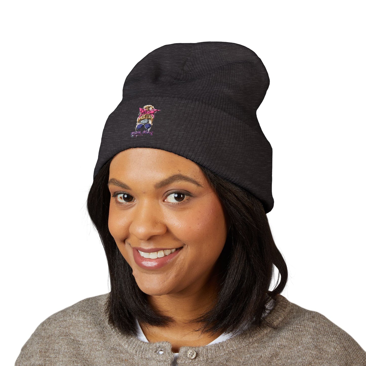 Mom Vibes Cuffed Beanie Printify