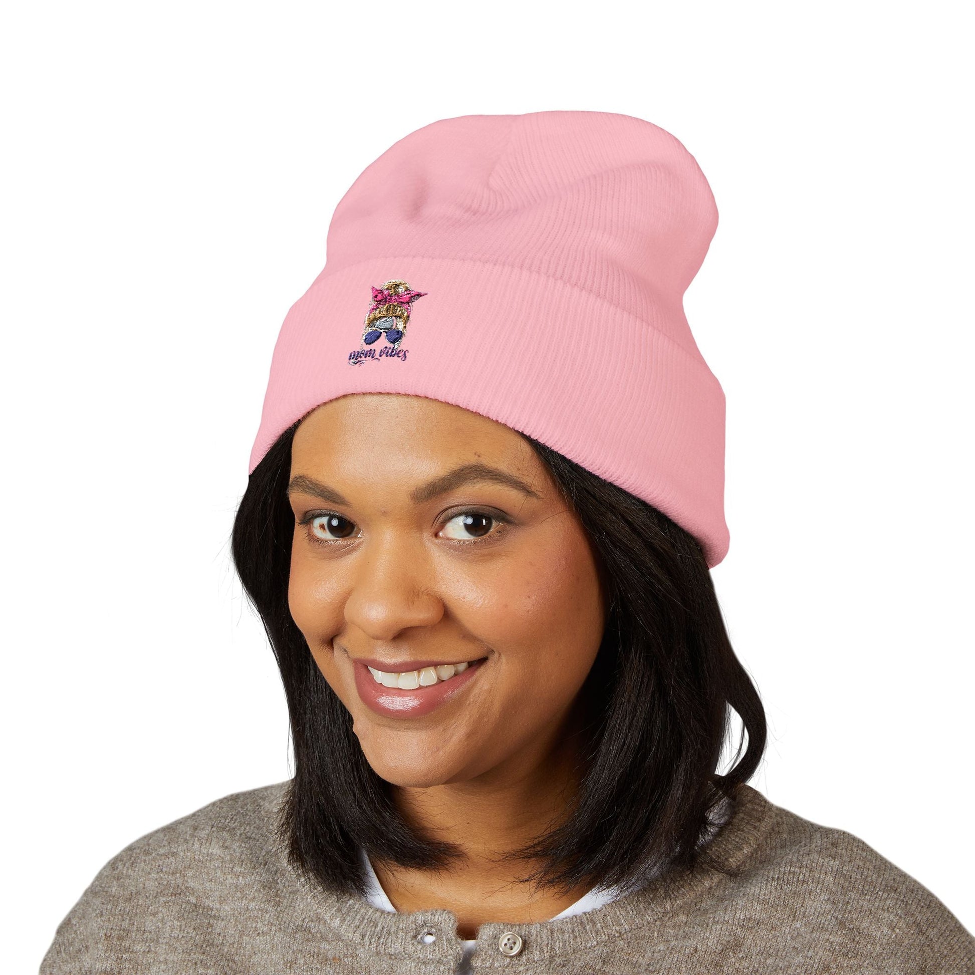 Mom Vibes Cuffed Beanie Printify