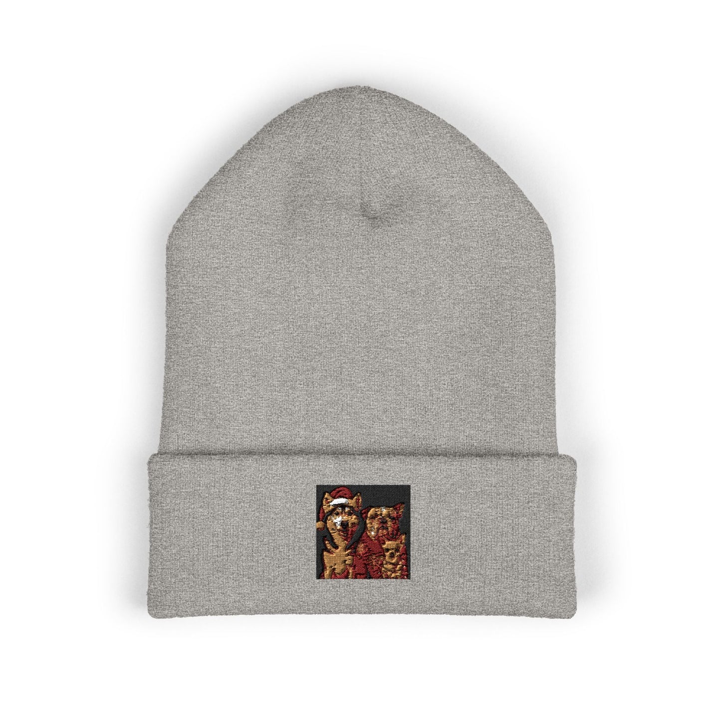Beanie Hat Fun Christmas Dog Embroidered Beanie Printify