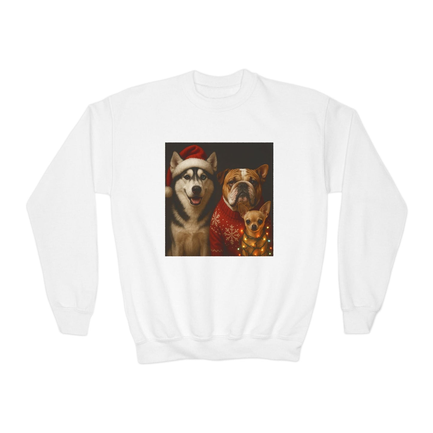 Youth Christmas Dog Sweatshirt Printify