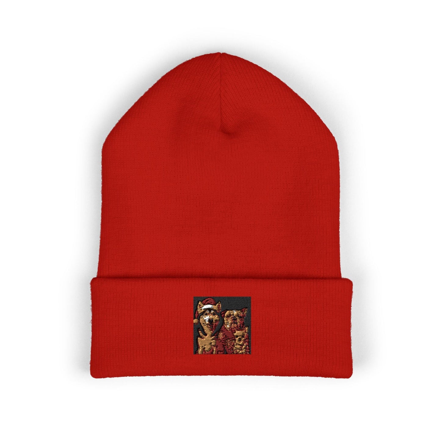 Beanie Hat Fun Christmas Dog Embroidered Beanie Printify