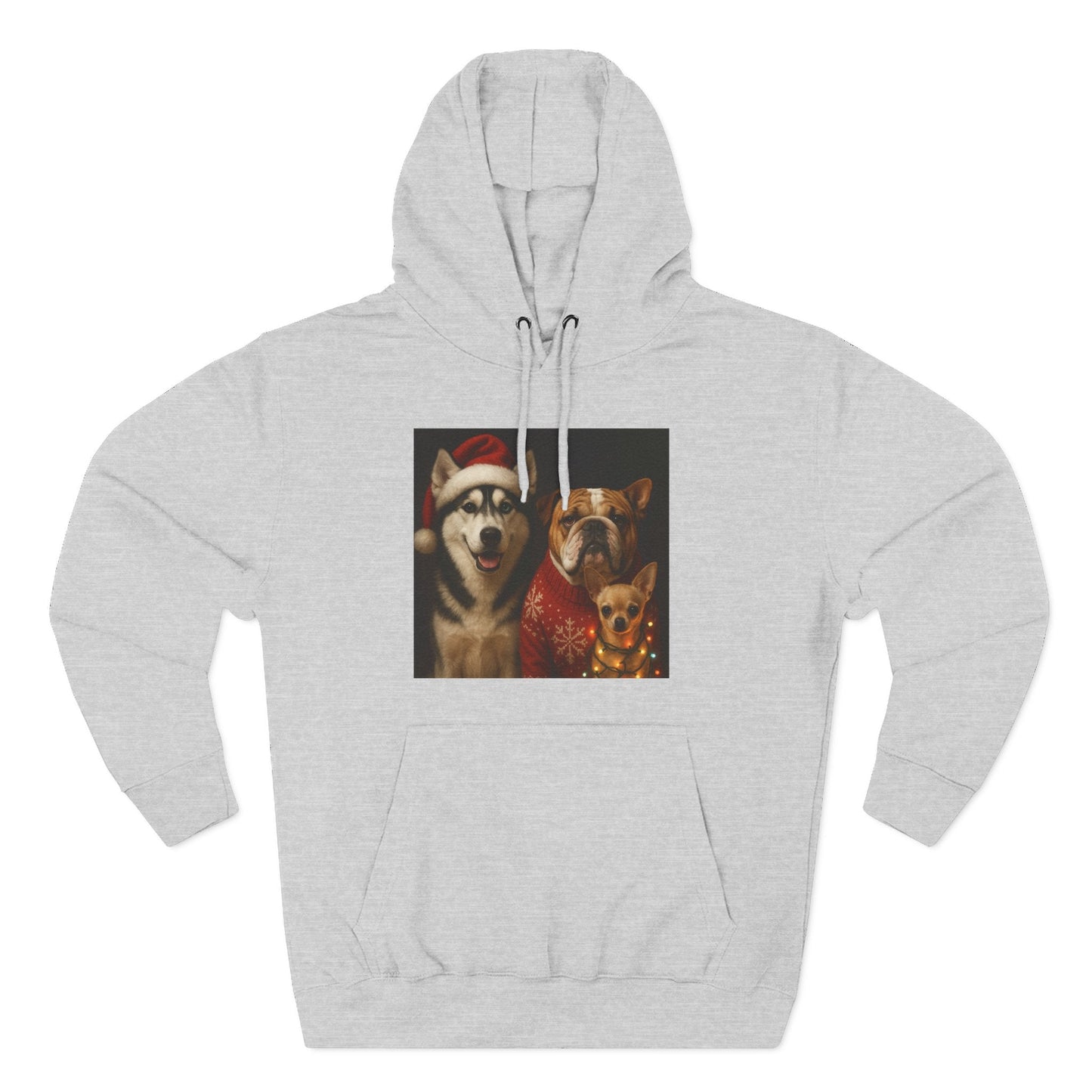 Fleece Hoodie - Fun Christmas Dogs Design Printify