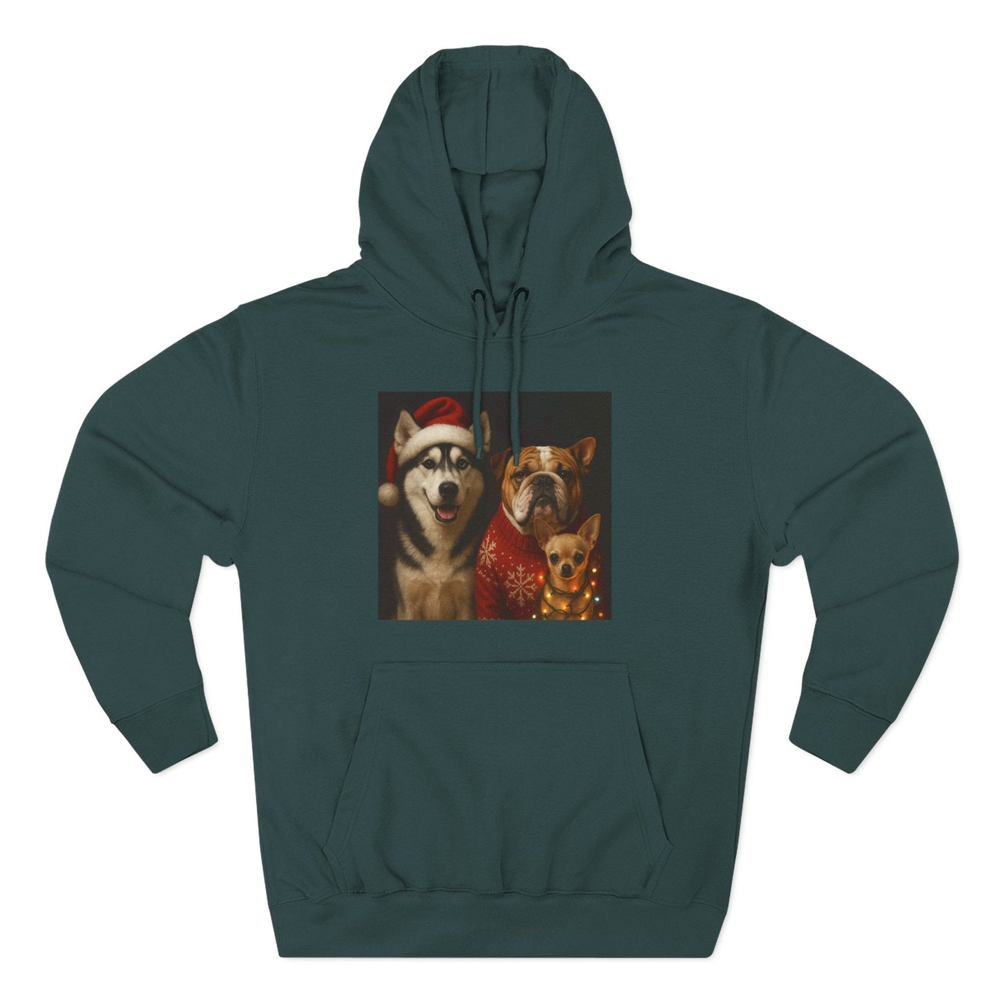 Fleece Hoodie - Fun Christmas Dogs Design Printify