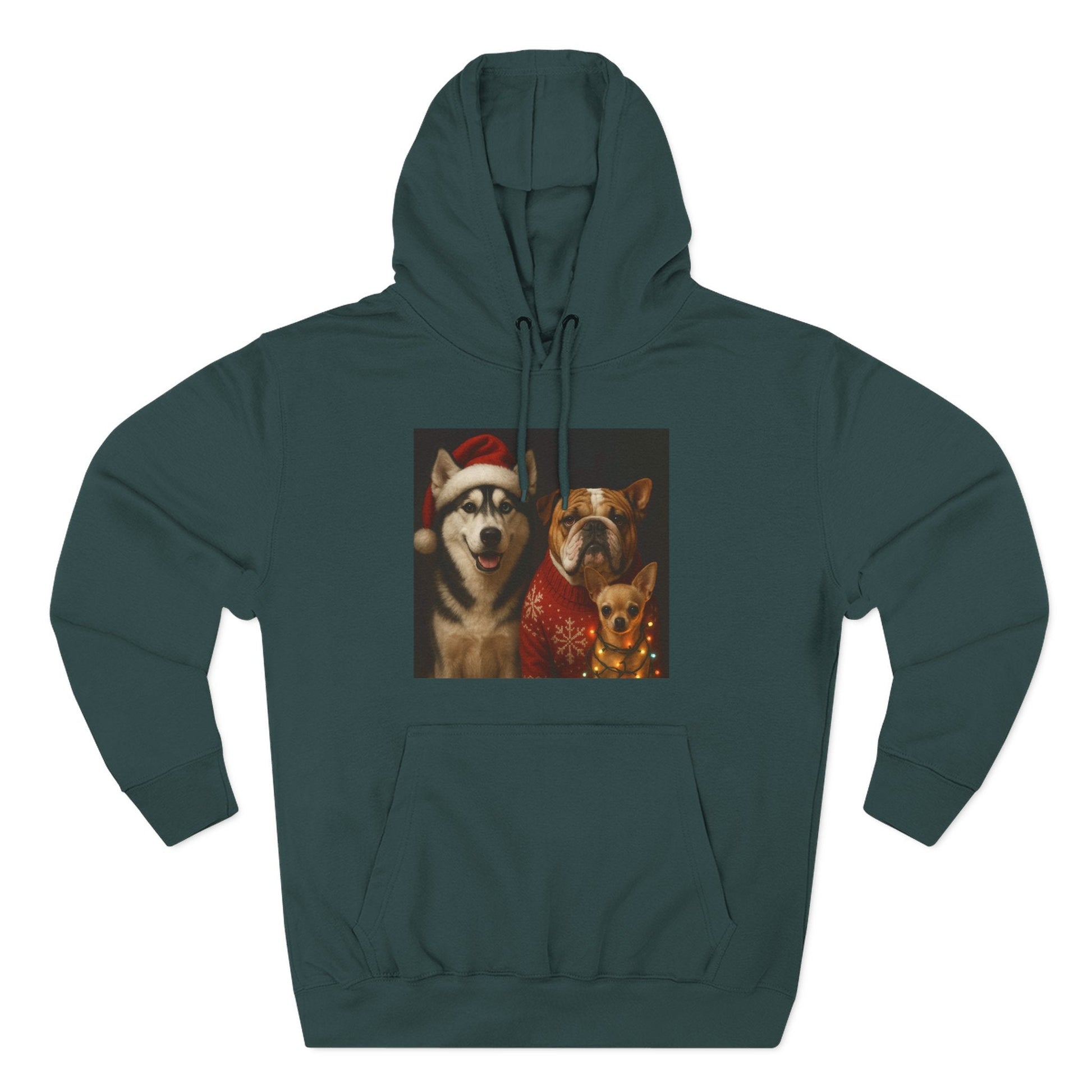 Fleece Hoodie - Fun Christmas Dogs Design Printify