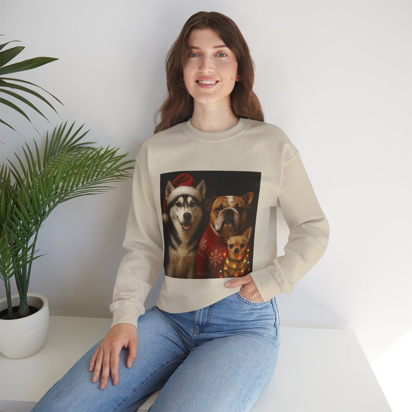 Festive Dog Sweatshirt Printify