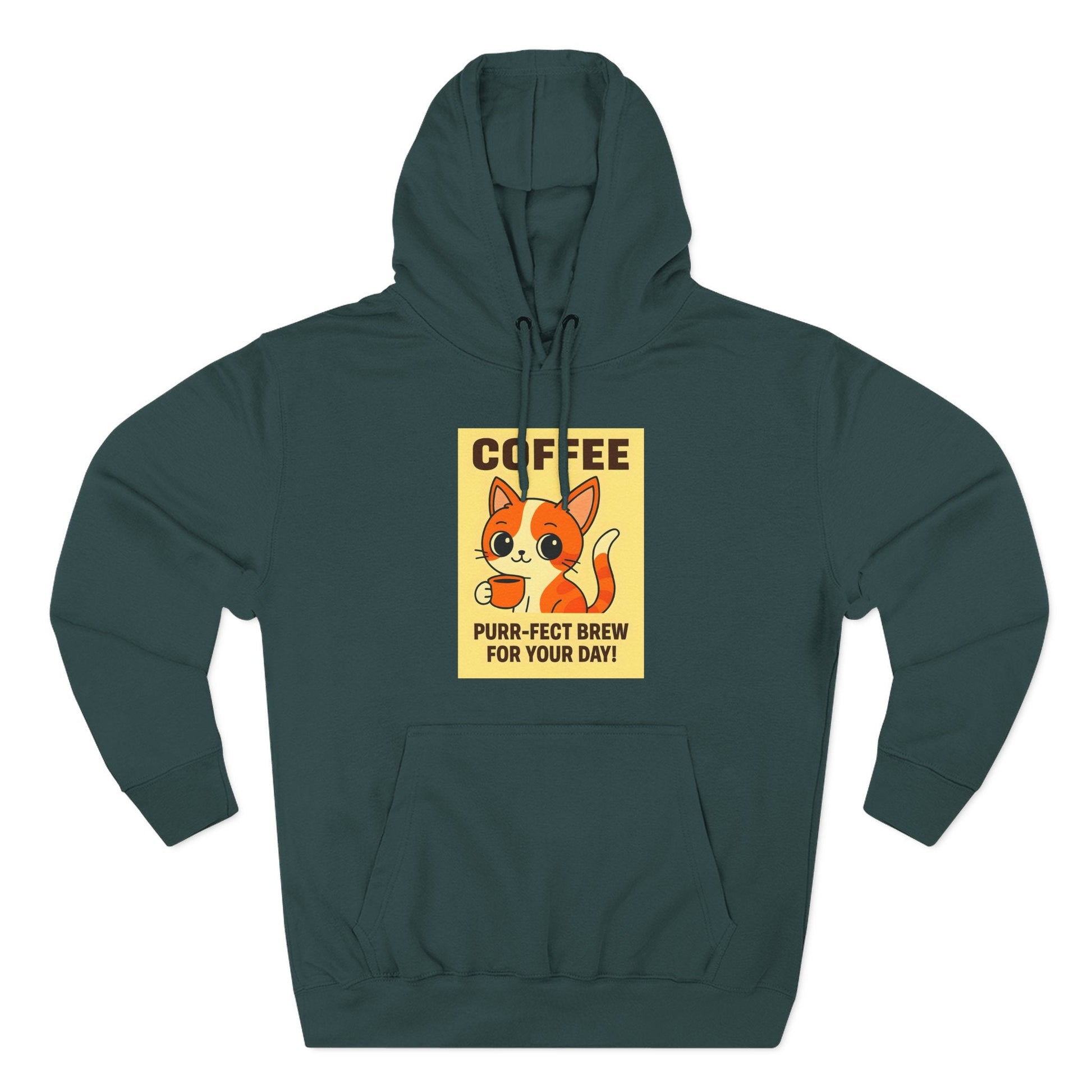 Coffee Cat Fleece Hoodie Printify