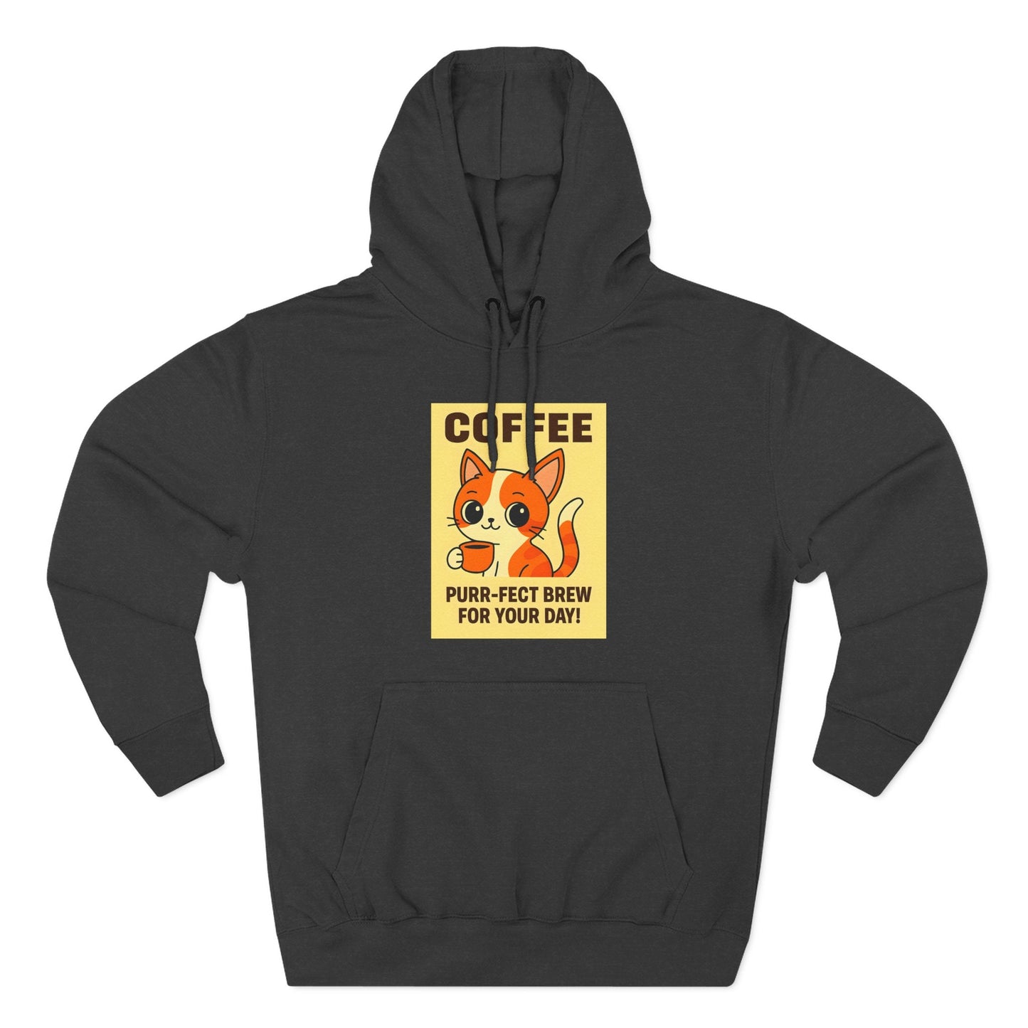 Coffee Cat Fleece Hoodie Printify