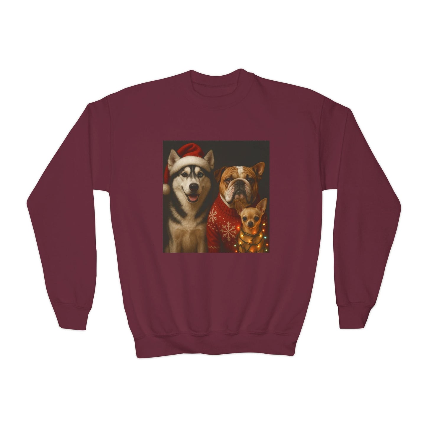 Youth Christmas Dog Sweatshirt Printify