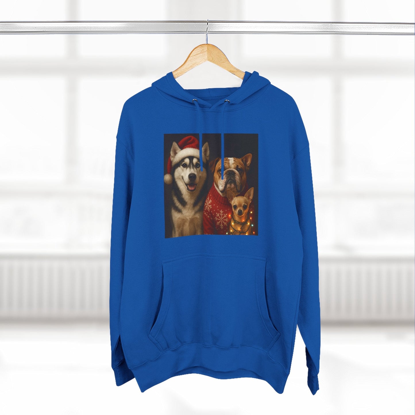 Fleece Hoodie - Fun Christmas Dogs Design Printify