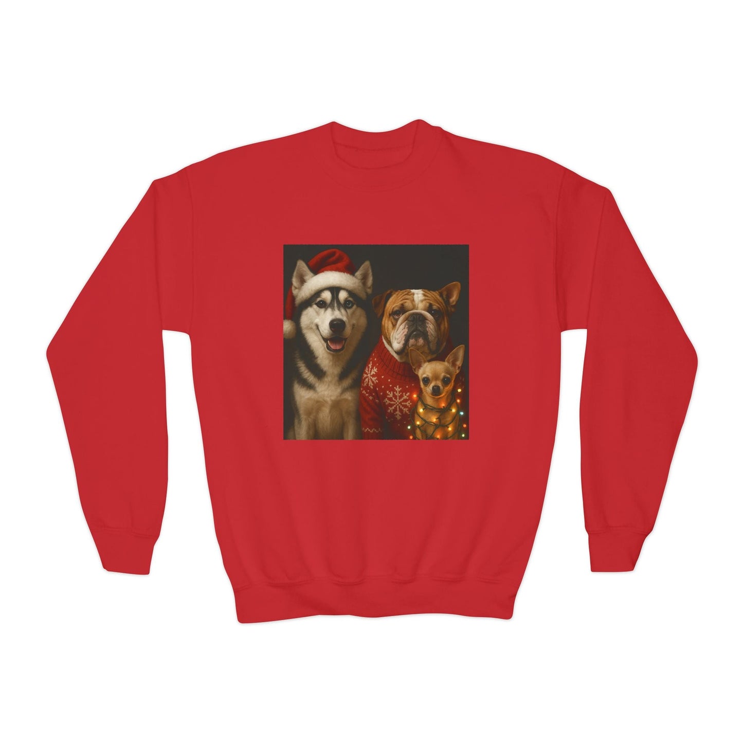 Youth Christmas Dog Sweatshirt Printify